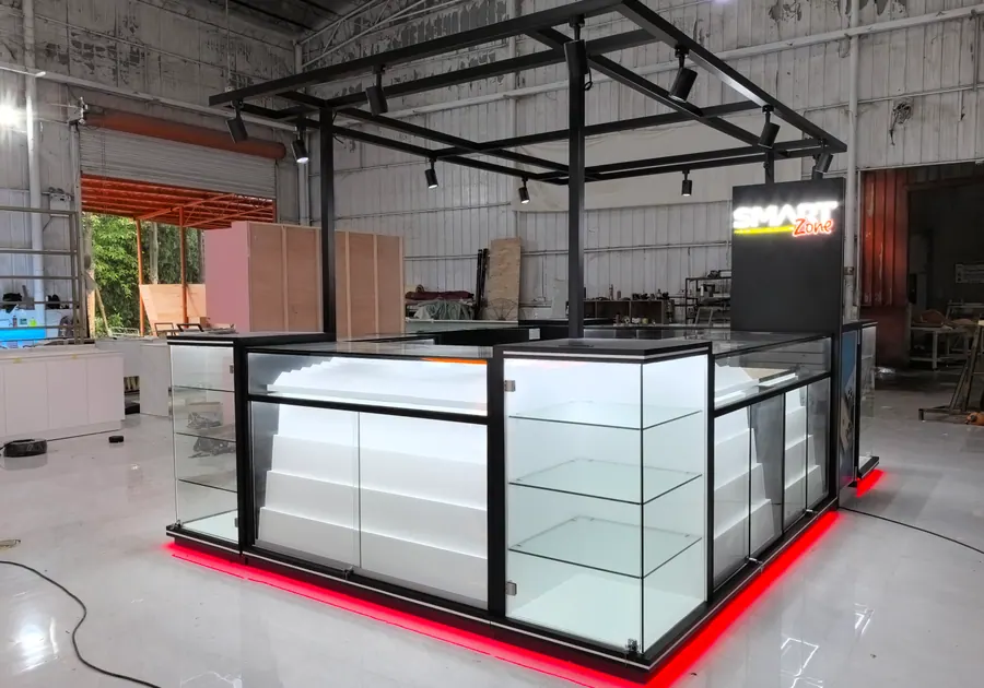 Mobile Hub Cell Phone Kiosk custom mall kiosk display by Benson Fixtures