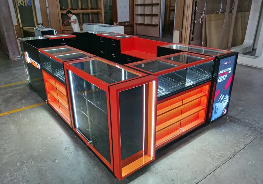 Compact Repair Kiosk custom mall kiosk display by Benson Fixtures