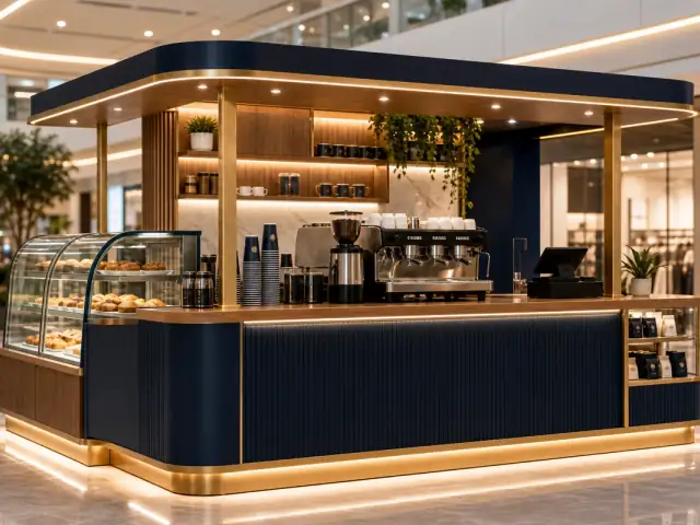 Custom Coffee Kiosk layout concept for food kiosk buyers